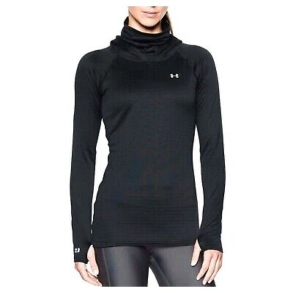 Under Armour Base Layer 2.0 Womens Shirt Coldgear Black Size Small Fitted Run - Picture 1 of 5